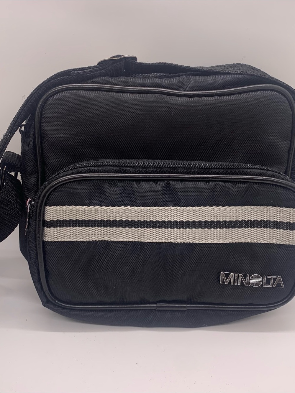 Vintage Minolta Camera Black Carrying Bag 2 Pocket Shoulder Strap Adjustable